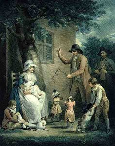 Dansande hundar, graverad av Thomas Gaugain (1748-1812), pub. av T. Philipe, 1796 (sticksticksgravyr) (par 125548) av George after Morland