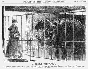 "En mild vegetarian", 1869 av George du Maurier