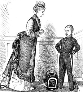 En mamma disciplinerar sitt stygga barn av George du Maurier
