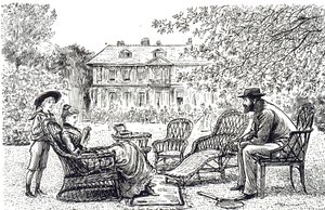 En gravyr som föreställer typiska rottingmöbler. Illustrerad av George du Maurier (1834-1896), en fransk-brittisk serietecknare och författare av George du Maurier