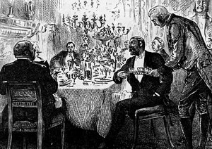En överklassfamilj vid bordet av George du Maurier