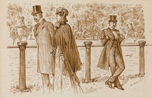 En Passant: Det är Bounderson, eller hur? Han borde ha drunknats som en valp!, Punch Magazine, 23 juli 23 1892 (penna & sepia bläck på papper) av George du Maurier