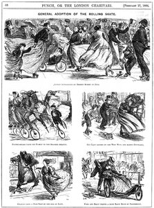 Allmän adoption av rullskridsko. George du Maurier tecknade filmer från Punch av George du Maurier
