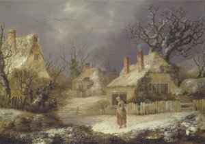 Ett vinterlandskap (olja på duk) av George of Chichester Smith
