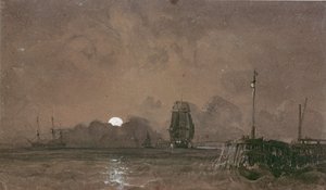 Sunderland Harbour: Moonlight, 1800-talet