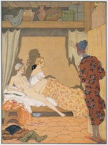 Sovrumsscen, illustration från 