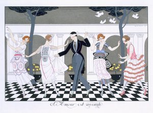 Love is Blind, graverad av Henri Reidel av Georges (after) Barbier