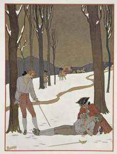 Duellen mellan Valmont och Danceny, illustration från 