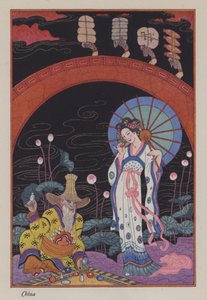 The Romance of Parfum: Kina (färg litho) av Georges (after) Barbier
