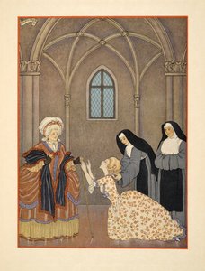 Cecile har återvänt till klostret, Illustration från "Les Liaisons Dangereuses" av Pierre Choderlos de Laclos (1741-1803) pub. 1934 (stenciltryck) av Georges Barbier