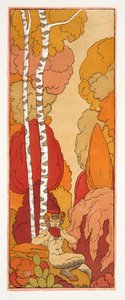Pastoral sång, illustration från Les Chansons de Bilitis, av Pierre Louys, pub. 1922 (stenciltryck) av Georges Barbier