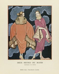 Två på morgonen, pub. 1923 (stenciltryck) av Georges Barbier