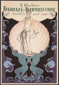 Falbalas et Fanfreluches, Almanacka för 1924, främre omslaget, av George Barbier, tryck av Georges Barbier