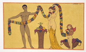 Illustration från Les Chansons de Bilitis, av Pierre Louys, pub. 1922 (stenciltryck) av Georges Barbier