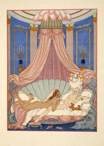 Illustration från "Les Liaisons Dangereuses" av Pierre Choderlos de Laclos (1741-1803) pub. 1934 (stenciltryck) av Georges Barbier
