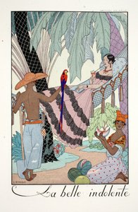 La Belle Indolente, från "Falbalas and Fanfreluches, Almanac of Present, Past and Future Modes" av Georges Barbier