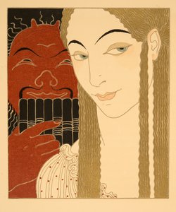 Brevet, illustration från Les Chansons de Bilitis, av Pierre Louys, pub. 1922 (stenciltryck) av Georges Barbier