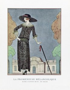 The Melankolic Walker, pub. 1922 (stenciltryck) av Georges Barbier