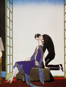 Fire, litografi av George Barbier (1882-1932), från Falbalas et Fanfreluches, Almanach des Modes Presentes, Passees et Futures av Georges Barbier