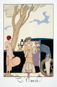 Envy, av George Barbier (1882-1932), från Falbalas et Fanfreluches, Almanacka 1925. Frankrike, 1900-talet av Georges Barbier