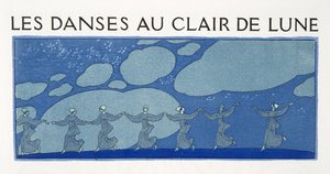 Moonlight Dances, illustration från Les Chansons de Bilitis, av Pierre Louys, pub. 1922 (stenciltryck) av Georges Barbier