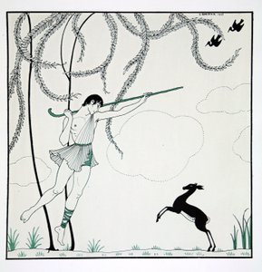 Narcisse, från serien "Designs on the dances of Vaslav Nijinsky" (1889-1950). Georges Barbier (1882-1932), Pochoirtryck av Georges Barbier