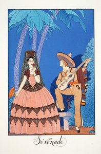 Serenad, från "Falbalas & Fanfreluches, Almanac of Present, Past and Future Modes" av Georges Barbier