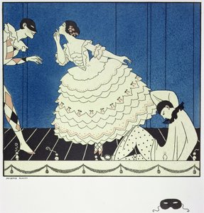 Tamara Karsavina (1885-1978) som Columbine, Vaslav Nijinsky (1890-1950) som Harlequin och Adolph Bolm (1884-1951) som Pierrot i Fokines 