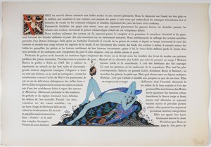 Text och en naken figur, färgad blå. av Georges Barbier