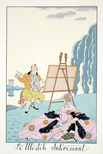 Den intressanta modellen, från "Falbalas and Fanfreluches, Almanac of Present, Past and Future Modes" av Georges Barbier