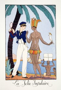 The Pretty Islander, från "Falbalas et Fanfreluches, Almanac of Present, Past and Future Modes" av Georges Barbier