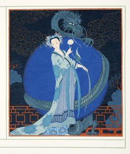 Turandot Princess of China, från Personages de Comedie, pub. 1922 (stenciltryck) av Georges Barbier
