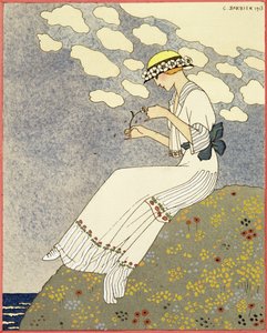 Un Peu..., design för en lantklänning från Paquin av Georges Barbier