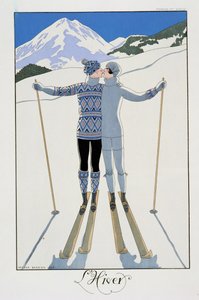 Winter: Lovers in the Snow, modetallrik från "Twentieth Century France" av Georges Barbier