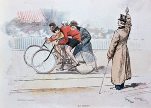 Cykellopp: starten - ritning av G. Scott