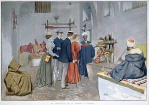 Entréhallen till fängelset i Tanger, ca 1900 (färg litho) av Georges Bertin Scott