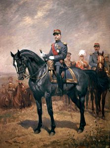 Porträtt av marskalk Ferdinand Foch på häst