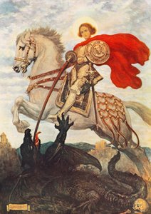 S:t Göran och draken (färglitografi) av Georges Bertin Scott
