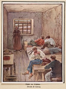 I tjekan; från Histoire des Soviets, pub. 1922 (färglitografi)