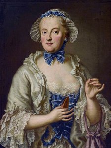 Marie-Anne de Saxe - (Marie Anne de Saxe) - Maria Anna Sophia av Sachsen, kurfurstin av Bayern (1728-1797) med en rulle - George Desmarees (1697-1776). Olja på duk Mått: 82x61,5 cm Privat samling