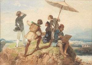 Utomhusmålare. av Georges Eugène Huot