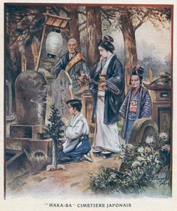"Haka-Ba", japansk kyrkogård (färgmedlemmar) av Georges Ferdinand (after) Bigot