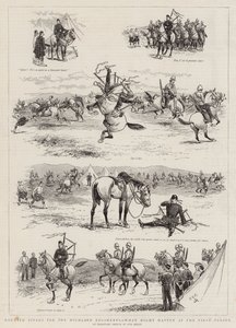 Monterade Pipers för Highland Regiments, vad som kan hända vid den första paraden av Georges Ferdinand Bigot