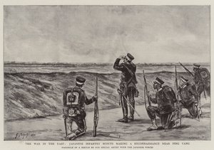 Kriget i öst, japanska infanterispanare gör en spaning nära Ping Yang av Georges Ferdinand Bigot