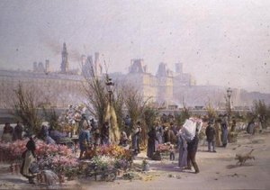 Blomstermarknad vid Seine