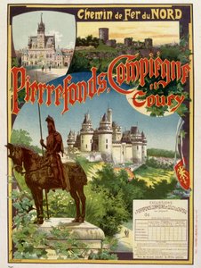 Pierrefonds, Compiègne och Coury - Annonsaffisch för Railways du Nord, av G. Fraipont