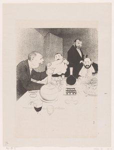 Mannen aan tafel under en diner Han är dekorerad och hans vänner erbjuder honom en bankett (originaltitel) Naturens stora skådespel; livet av Mr. Any (original serietitel)