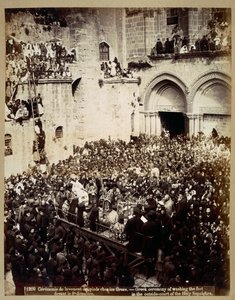 Ceremoni för fottvätt, Heliga gravens kyrka, Jerusalem av Georges Jeannin