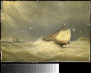Grov sjö med segelfartyg av Georges Johannes Hoffmann