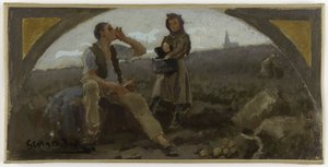 Skiss till matsalen på Hôtel de Ville de Paris: La pomme de terre, ca 1893 (olja på duk) av Georges Jules Bertrand